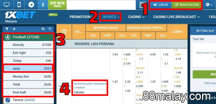 1xbet sportsbook review by 88malay experts 2023 with tutorial step 1