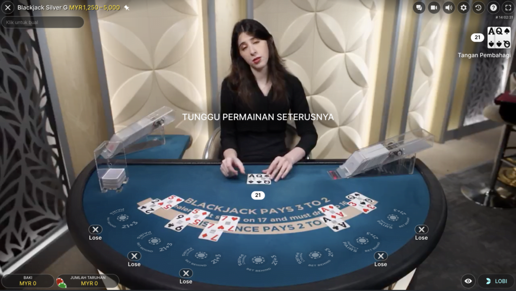 1xbet blackjack online live casino game to play and win real money online with minimum betting stake of RM1