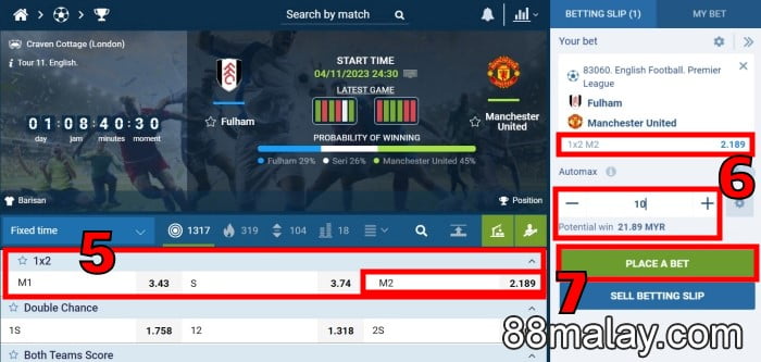 how to bet on 1xbet football betting 88malay tutorial guide step 3