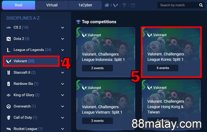 1xbet valorant betting esports tutorial for beginners step 2